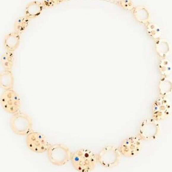 Ann Taylor Gold Stone Disc Statement Necklace - Picture 8 of 8